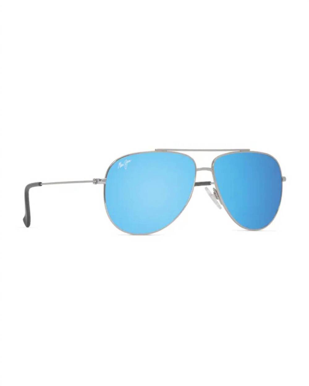 NEW MAUI JIM unisex - hauoli xs sunglasses in shiny silver with black/blue hawai